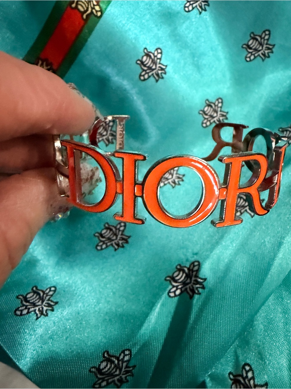 Designer Fashioned Orange Logo Enamel Cuff Bracelet